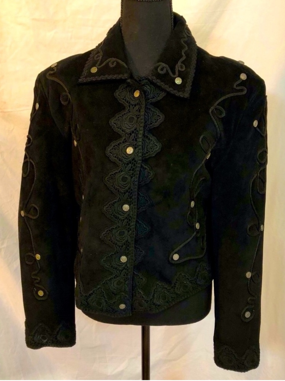 Pioneer Wear Black Suede Embroidered Women's Jacket